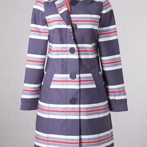 Boden Navy Striped Women's Rain Coat
